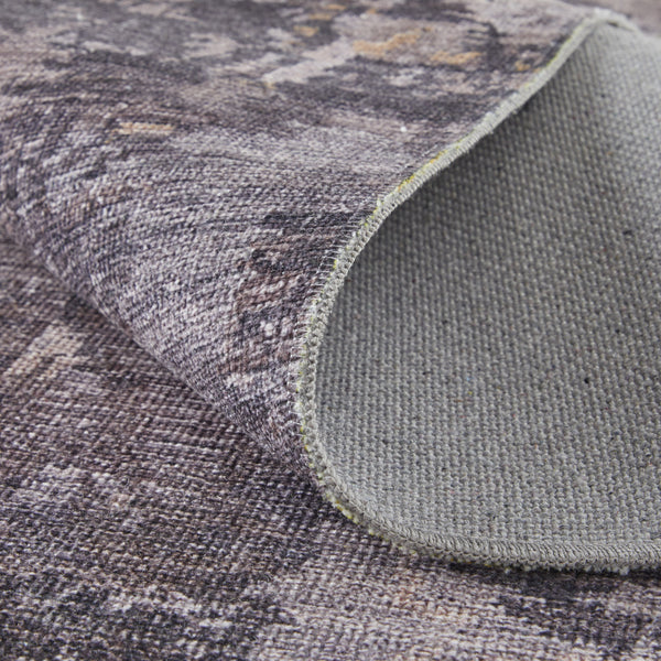 Homeroots 9' X 12' Brown Tan And Orange Abstract Power Loom Worn Faded Washable Area Rug Taupe Polyester 567976