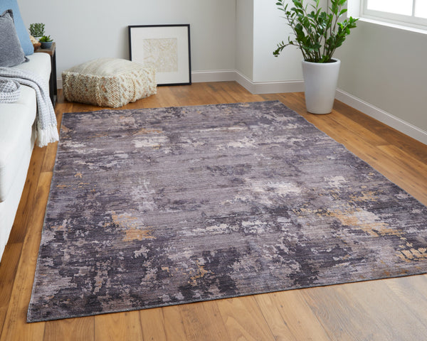 Homeroots 10' X 14' Brown Tan And Orange Abstract Power Loom Worn Faded Washable Area Rug Taupe Polyester 567977