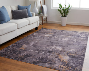 Homeroots 10' X 14' Brown Tan And Orange Abstract Power Loom Worn Faded Washable Area Rug Taupe Polyester 567977