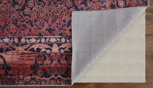 HomeRoots 5' Elegant Damask Area Rug in Red, Gray, and Orange – Durable, Washable, and Vintage-Inspired Design 5' X 8' 567984