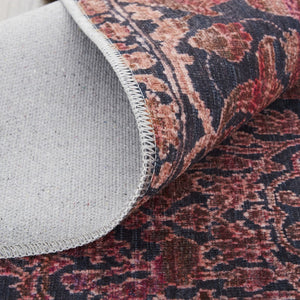 HomeRoots 5' Elegant Damask Area Rug in Red, Gray, and Orange – Durable, Washable, and Vintage-Inspired Design 5' X 8' 567984