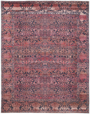 HomeRoots 5' Elegant Damask Area Rug in Red, Gray, and Orange – Durable, Washable, and Vintage-Inspired Design 5' X 8' 567984