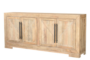 HomeRoots 102" Beige Solid Wood Sideboard with Elegant Carved Design, Ample Storage & Versatile Style 567991