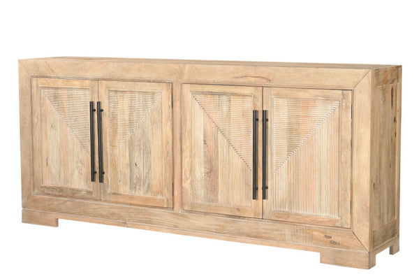 HomeRoots 102" Beige Solid Wood Sideboard with Elegant Carved Design, Ample Storage & Versatile Style 567991
