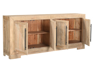 HomeRoots 102" Beige Solid Wood Sideboard with Elegant Carved Design, Ample Storage & Versatile Style 567991