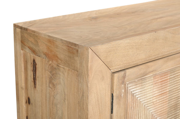 HomeRoots 102" Beige Solid Wood Sideboard with Elegant Carved Design, Ample Storage & Versatile Style 567991