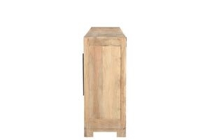 HomeRoots 102" Beige Solid Wood Sideboard with Elegant Carved Design, Ample Storage & Versatile Style 567991