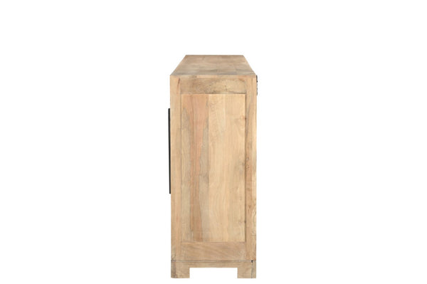 HomeRoots 102" Beige Solid Wood Sideboard with Elegant Carved Design, Ample Storage & Versatile Style 567991