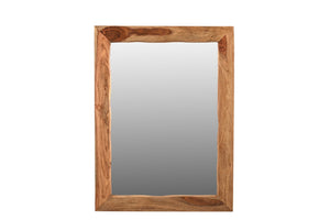 HomeRoots 44" Brown Solid Wood Accent Mirror - Mid-Century Design for Brightening Any Room, Versatile Mounting Options 567997