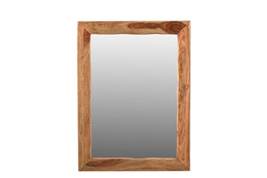 HomeRoots 44" Brown Solid Wood Accent Mirror - Mid-Century Design for Brightening Any Room, Versatile Mounting Options 567997