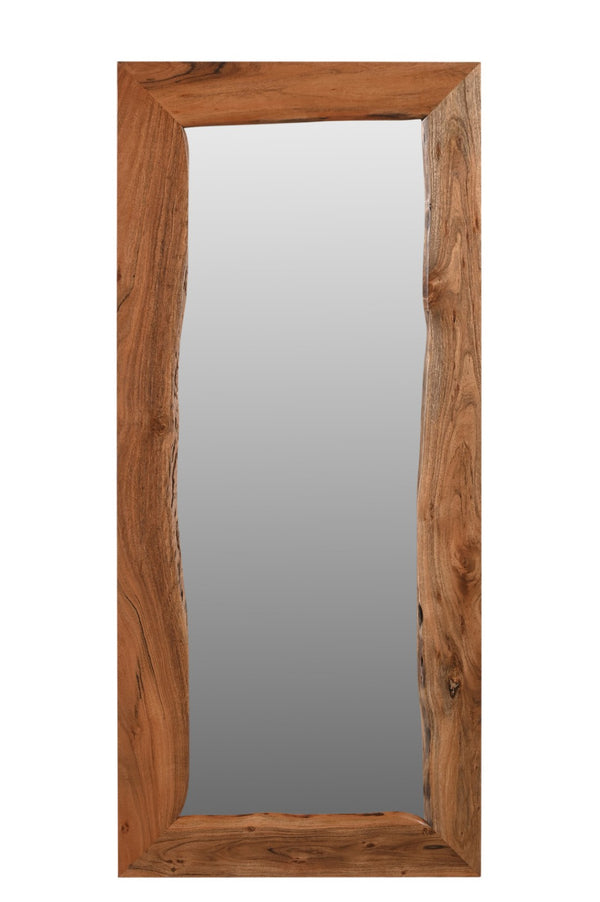 HomeRoots 32" Live Edge Solid Wood Full-Length Mirror - Rustic Acacia Frame for Timeless Elegance & Style 567999