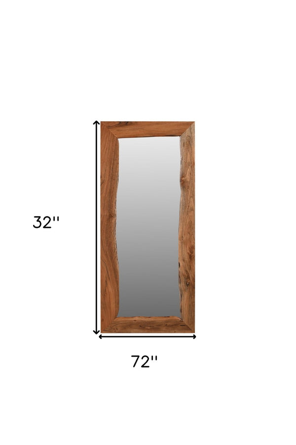 HomeRoots 32" Live Edge Solid Wood Full-Length Mirror - Rustic Acacia Frame for Timeless Elegance & Style 567999