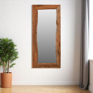 HomeRoots 32" Live Edge Solid Wood Full-Length Mirror - Rustic Acacia Frame for Timeless Elegance & Style 567999