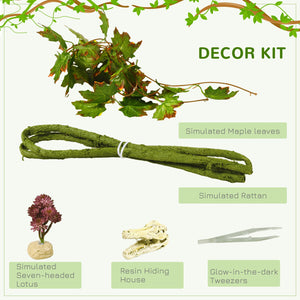 English Elm PawHut Glass Reptile Terrarium 14 Gal w/ Sliding Mesh Top, Leakproof Raised Base & Decor Kit W2225P200848