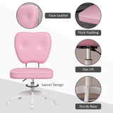 English Elm Vinsetto Cute Armless Office Chair, Small Pu Leather Computer Desk Chair, Vanity Task Chair With Adjustable Height, Swivel Wheels, Mid Back, Pink