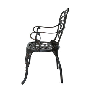 English Elm Vigo Cast Aluminum Outdoor Dining Chairs Ornate Scrollwork Bronze Patio Set of 2 N776P381203C