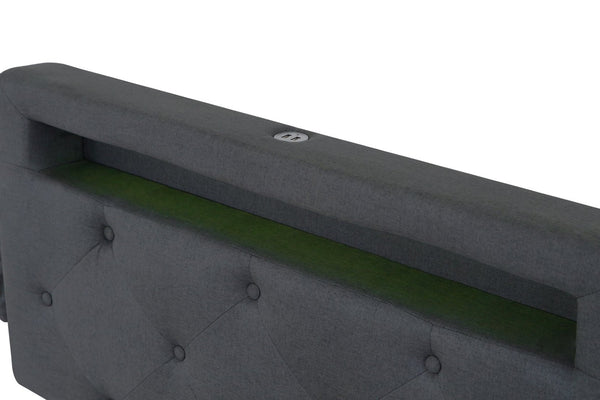 English Elm Twin Storage Platform Bed with Rgb Led Headboard Usb Charging and Four Drawers W1960P175562