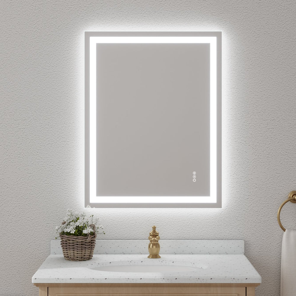 English Elm 28x36" Frameless Tempered Mirror with Dual Front & Back LED Strips, 3-Color Temp, UL Listed Mountable T3177P320555
