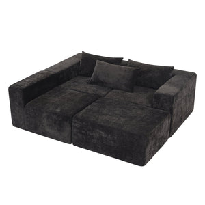 English Elm Christopher Knight Home® - 107" Compressed Sectional Sofas - Luxurious Modular Black Corduroy For Stylish, Cozy Living Spaces N771P346765H_N771P346766H