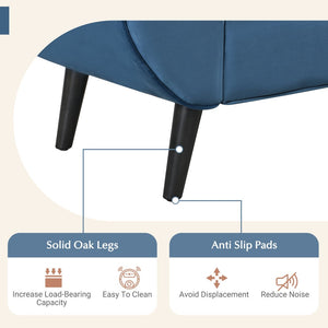 English Elm Upholstered Velvet Tufted Bench with Bolster Pillows Solid Oak Legs Bedroom Entryway Blue N761P304407C