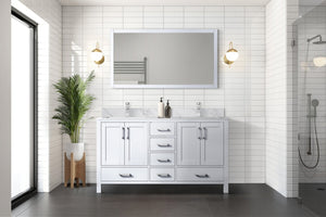 English Elm White Double Bath Vanity With 58" Mirror - Elegant Design, Ample Storage & Ready-To-Install Style B2731S00514-GIGA