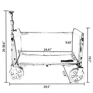 English Elm All-in-one Folding Camping Wagon with Bench Seating Storage and Pet Tether Outdoor Black+ Gray W2932P312713