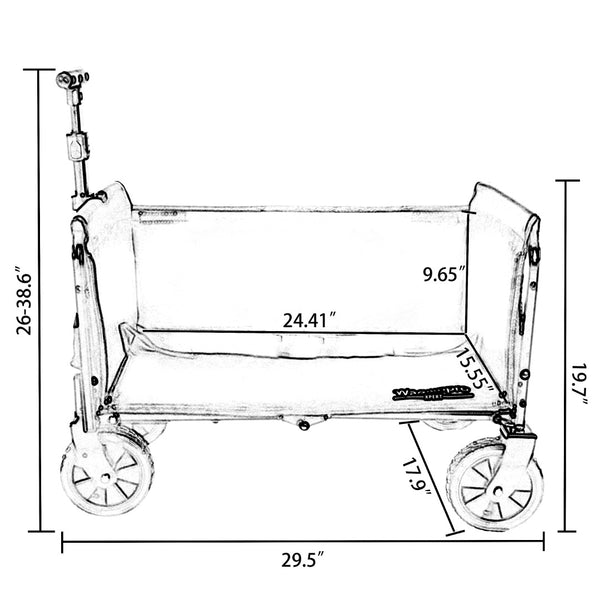 English Elm All-in-one Folding Camping Wagon with Bench Seating Storage and Pet Tether Outdoor Black+ Gray W2932P312713