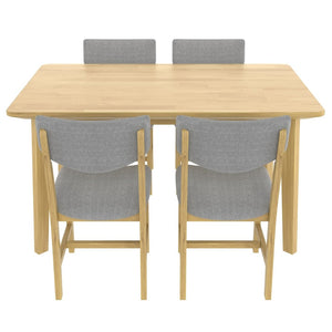 English Elm Rustic Farmhouse Five Piece Dining Set Rubberwood Legs Upholstered Chairs for Kitchen Natural N752S000089A