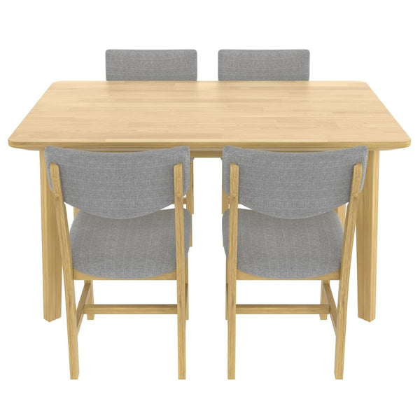 English Elm Rustic Farmhouse Five Piece Dining Set Rubberwood Legs Upholstered Chairs for Kitchen Natural N752S000089A