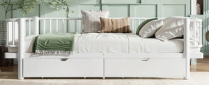 English Elm Queen Storage Platform Bed Low Profile Metal Frame with Built-in Drawers for Small Spaces Light White W5305P471354