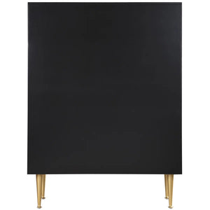 English Elm Contemporary 5-Drawer Chest with Brushed Gold Legs and Handle, Durable Wood Construction, Sleek Bedroom Storage Black+Gold 39 L x 21 W x 43 H B011P353753