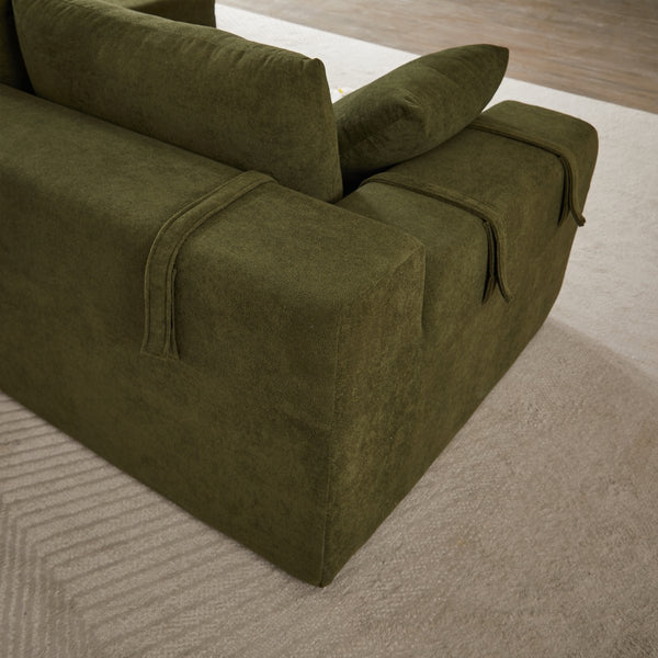 English Elm Modern Chenille Modular Sectional Sofa Set - L-Shaped Couch With 6 Pillows For Cozy Living Room Style W834S00395