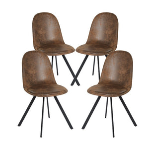 HomeRoots Set of Four Suede Upholstered Dining Chairs in Rich Brown and Black Tones 568010