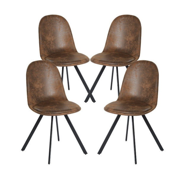 HomeRoots Set of Four Suede Upholstered Dining Chairs in Rich Brown and Black Tones 568010