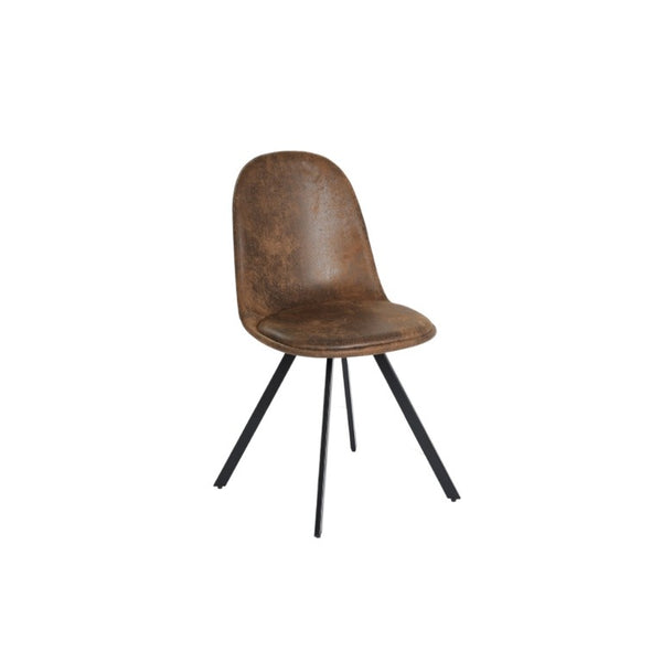 Set of Four Suede Upholstered Dining Chairs in Rich Brown and Black Tones