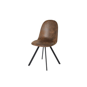 Set of Four Suede Upholstered Dining Chairs in Rich Brown and Black Tones