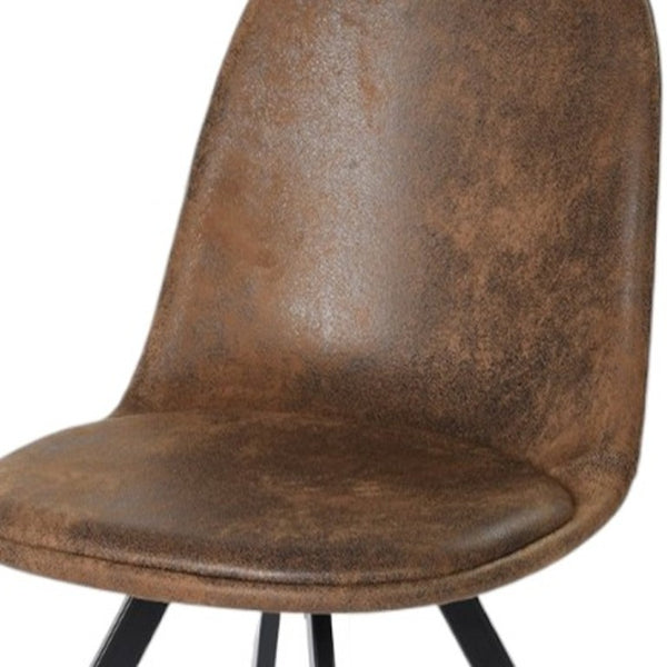 Set of Four Suede Upholstered Dining Chairs in Rich Brown and Black Tones