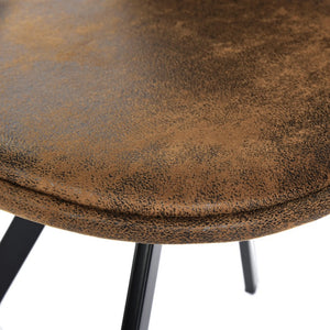 Set of Four Suede Upholstered Dining Chairs in Rich Brown and Black Tones