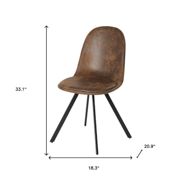 Set of Four Suede Upholstered Dining Chairs in Rich Brown and Black Tones