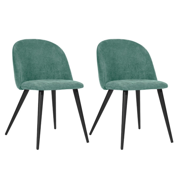 HomeRoots Set of Two Contemporary Green & Black Upholstered Dining Side Chairs for Stylish Home Decor 568013