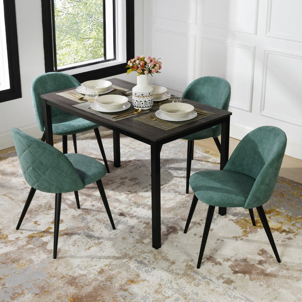 HomeRoots Set of Two Contemporary Green & Black Upholstered Dining Side Chairs for Stylish Home Decor 568013