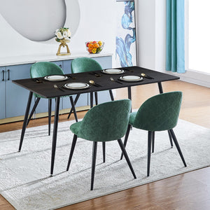 HomeRoots Set of Two Contemporary Green & Black Upholstered Dining Side Chairs for Stylish Home Decor 568013