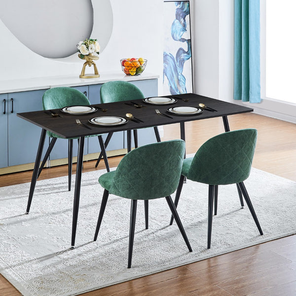 HomeRoots Set of Two Contemporary Green & Black Upholstered Dining Side Chairs for Stylish Home Decor 568013