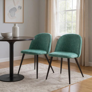 HomeRoots Set of Two Contemporary Green & Black Upholstered Dining Side Chairs for Stylish Home Decor 568013