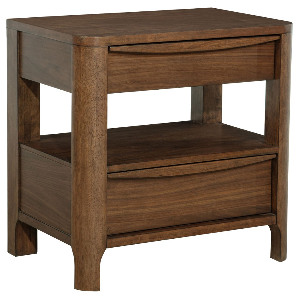 English Elm Mirador Elm Veneer 2-drawer Nightstand with Felt-lined Storage and Cord Management B062P447804