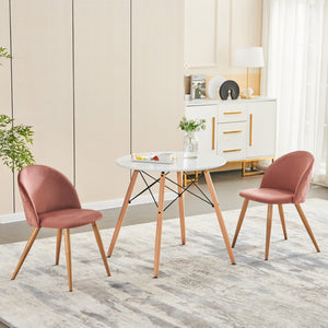 HomeRoots Set of Two Pink Velvet Dining Chairs with Oak Legs - Mid-Century Modern Accent Seating for Any Space 568015