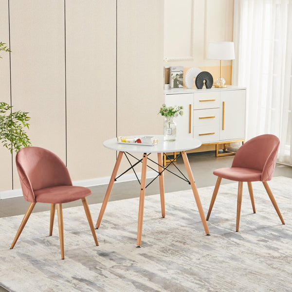 HomeRoots Set of Two Pink Velvet Dining Chairs with Oak Legs - Mid-Century Modern Accent Seating for Any Space 568015