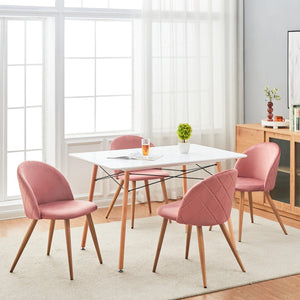 HomeRoots Set of Two Pink Velvet Dining Chairs with Oak Legs - Mid-Century Modern Accent Seating for Any Space 568015