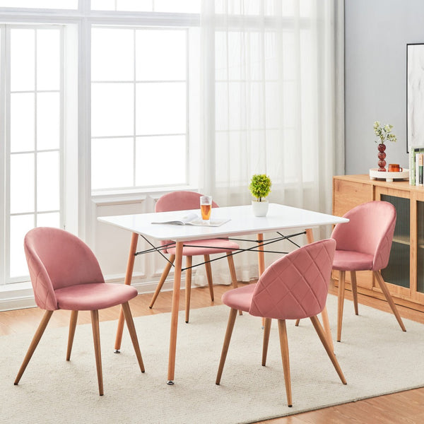 HomeRoots Set of Two Pink Velvet Dining Chairs with Oak Legs - Mid-Century Modern Accent Seating for Any Space 568015