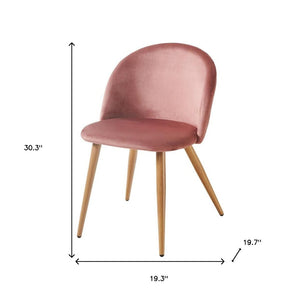 HomeRoots Set of Two Pink Velvet Dining Chairs with Oak Legs - Mid-Century Modern Accent Seating for Any Space 568015